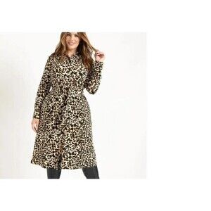 ELOQUII Elements Size 14 Belted Leopard Women's Midi Shirtdress NWT